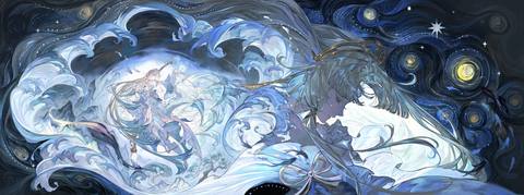 starry sky desktop 11000x4100 wallpaper