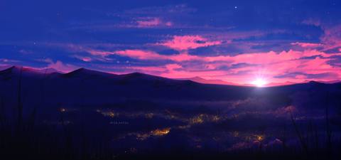 starry sky desktop 2306x1080 wallpaper